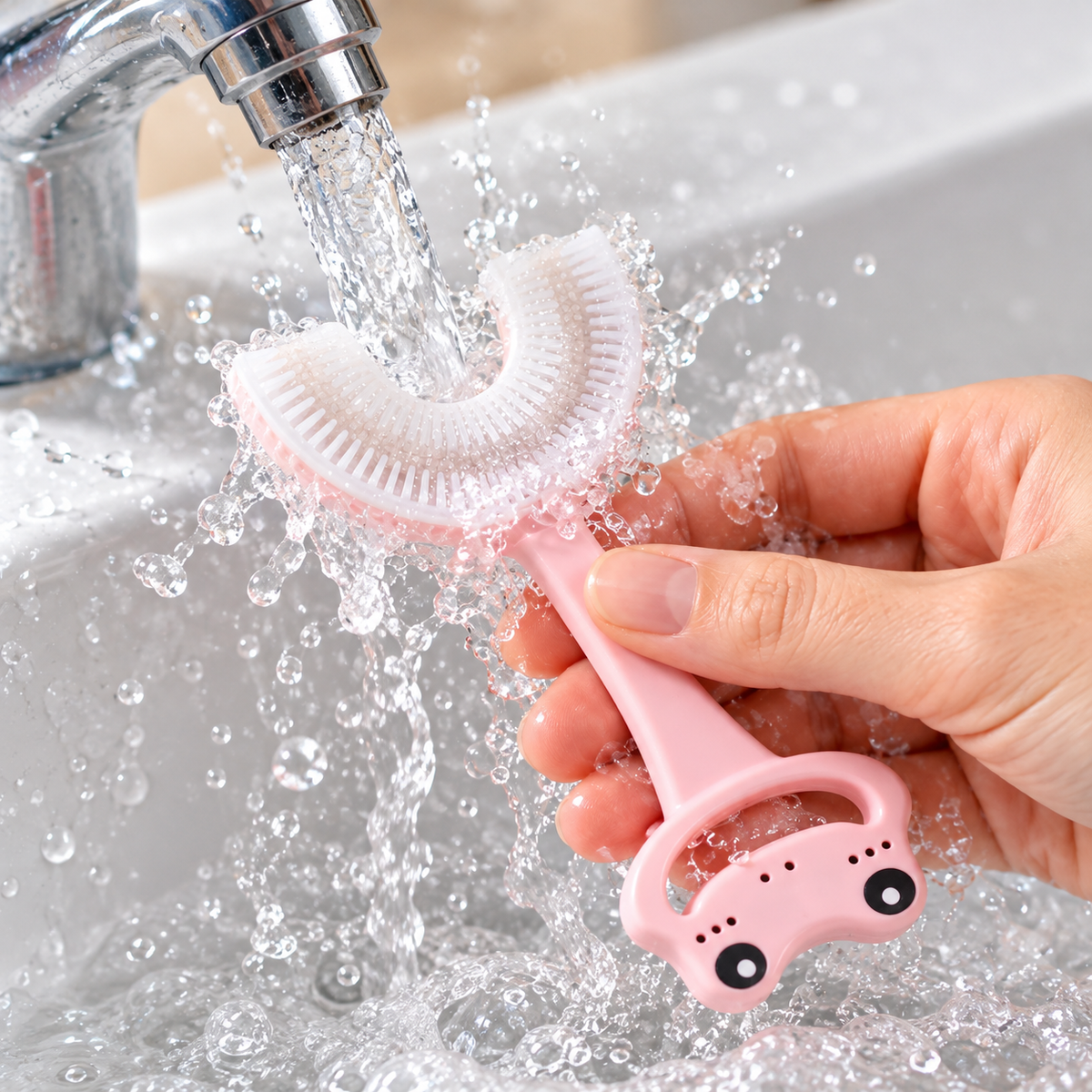 Brosse à dents enfant en silicone en forme de U – Lot de 2