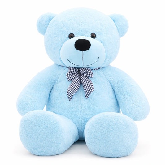ours géant en peluche bleu doux pour bébé et enfant assis sur fond blanc jouet doudou câlin taille géante