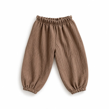 Pantalon bébé en gaze de coton marron