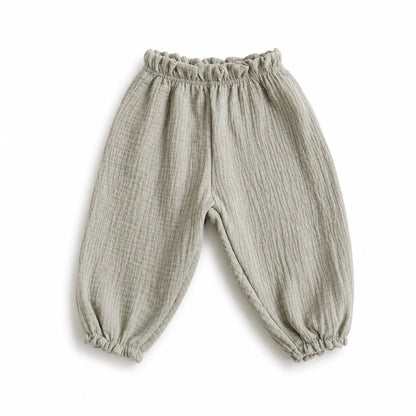 Pantalon bébé en gaze de coton vert