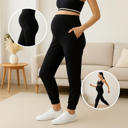Pantalon de grossesse noir avec poches pratiques et confortables