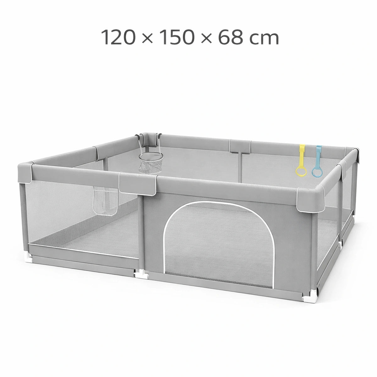 Parc pour bébé modulable 120x150 cm sécurisé avec structure stable, filet respirant et espace de jeu évolutif