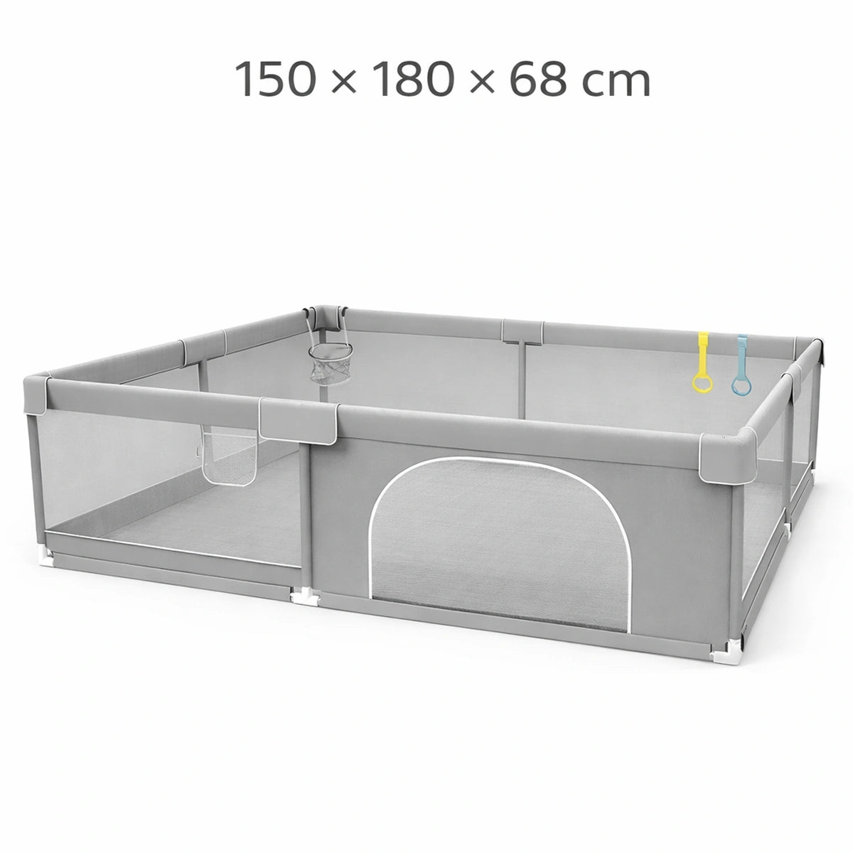 Grand parc bébé sécurisé 150x180 cm modulable avec parois respirantes, porte zippée et aire de jeu confortable