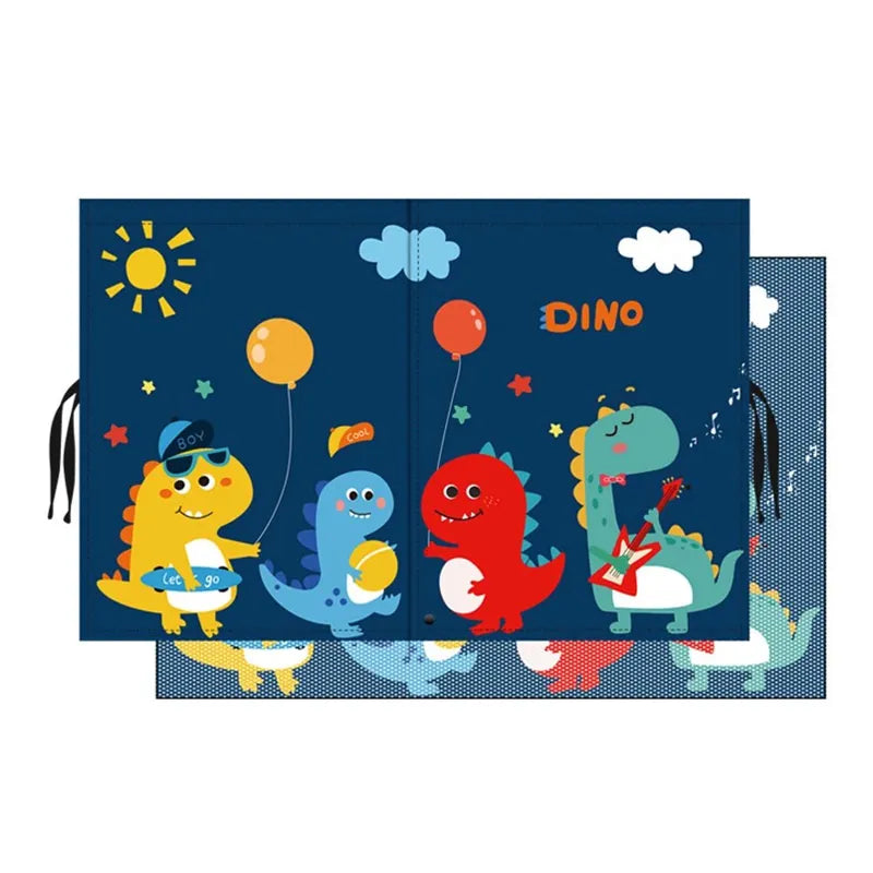 Pare-soleil voiture bébé coloré avec dinosaures rigolos et ballons
