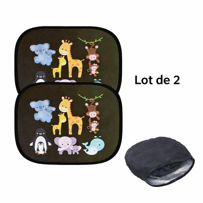 Pare-soleil voiture bébé lot de 2 avec sac de rangement, protection solaire anti-UV universelle pour vitres latérales