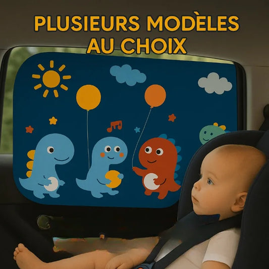 Pare-soleil voiture bébé avec dinosaures colorés amusants