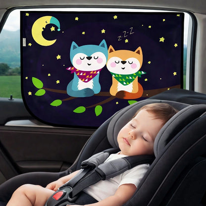 Bébé endormi dans son siège auto avec pare-soleil voiture bébé anti-UV installé sur la vitre latérale