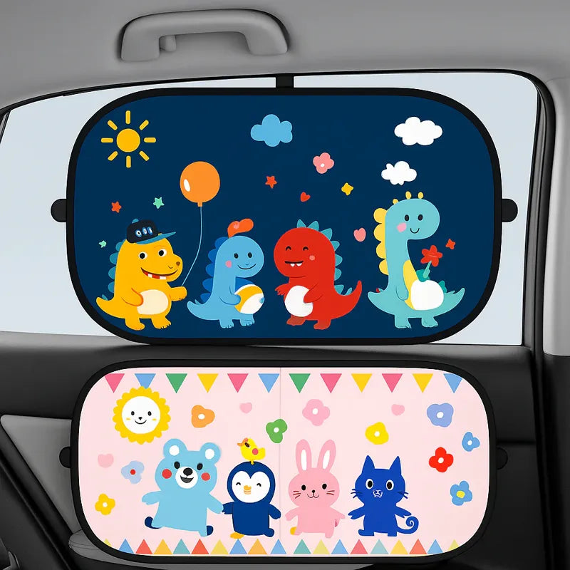 Pare-soleil voiture bébé avec dinosaures mignons et colorés