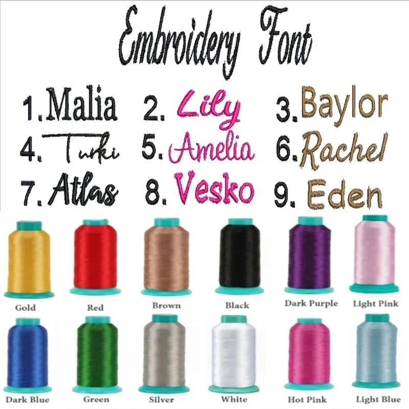 Choix de polices et couleurs de fil pour broderie sur couverture bébé personnalisée