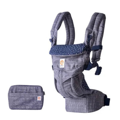 Porte bébé ergonomique gris chiné avec design moderne et soutien dorsal pour portage longue durée