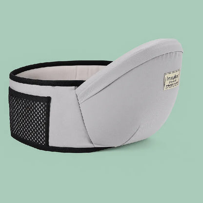 Porte-bébé de hanche gris doux ajustable pour parents actifs