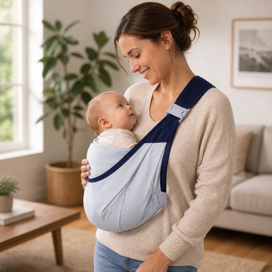 porte bébé sling ergonomique maman avec bébé confort douceur intérieur salon