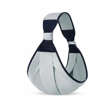 porte bébé sling gris clair design minimaliste portage bébé ergonomique ajustable tissu doux