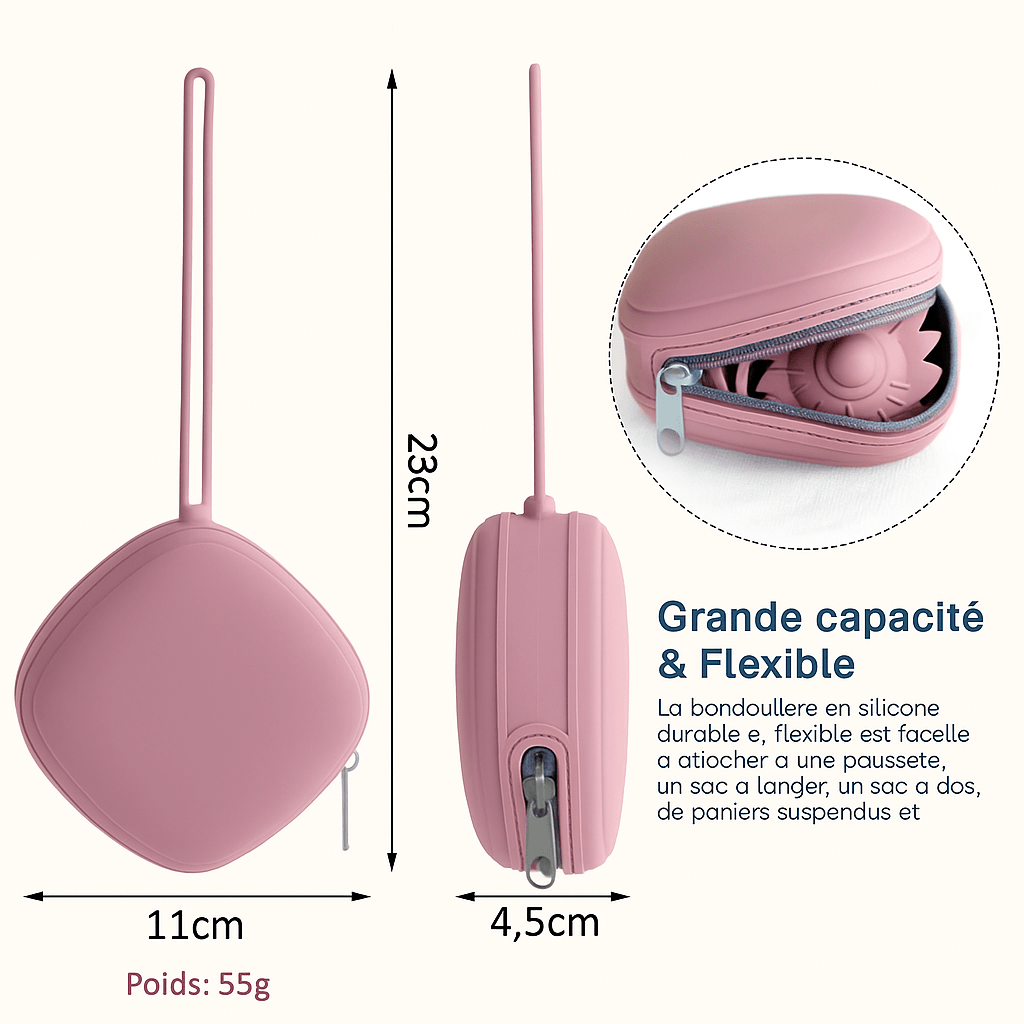 Porte sucette pour bébé - Cigogne et bébé