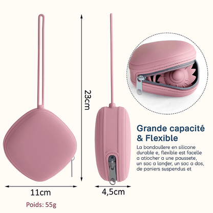 Porte sucette pour bébé - Cigogne et bébé