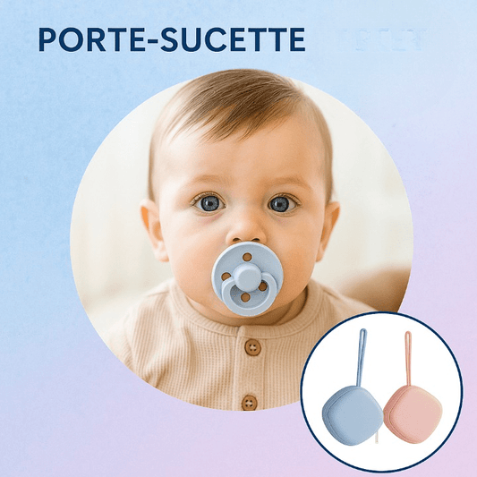Porte sucette pour bébé - Cigogne et bébé