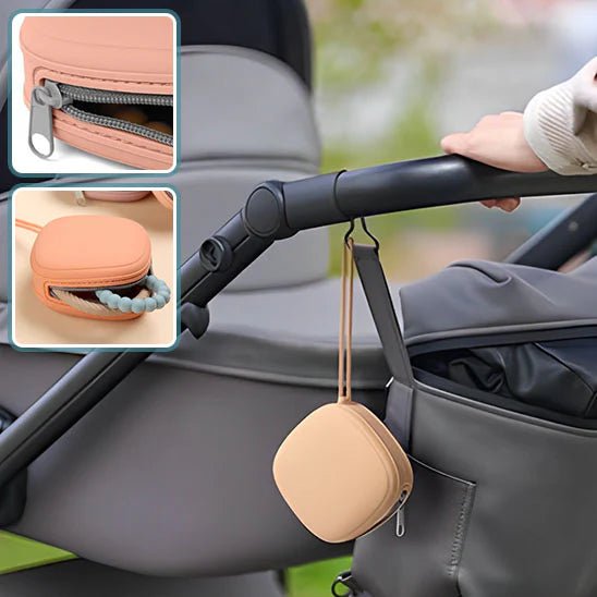Porte sucette pour bébé - Cigogne et bébé