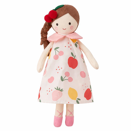 Doudou poupée cerise – Peluche bébé douce et apaisante