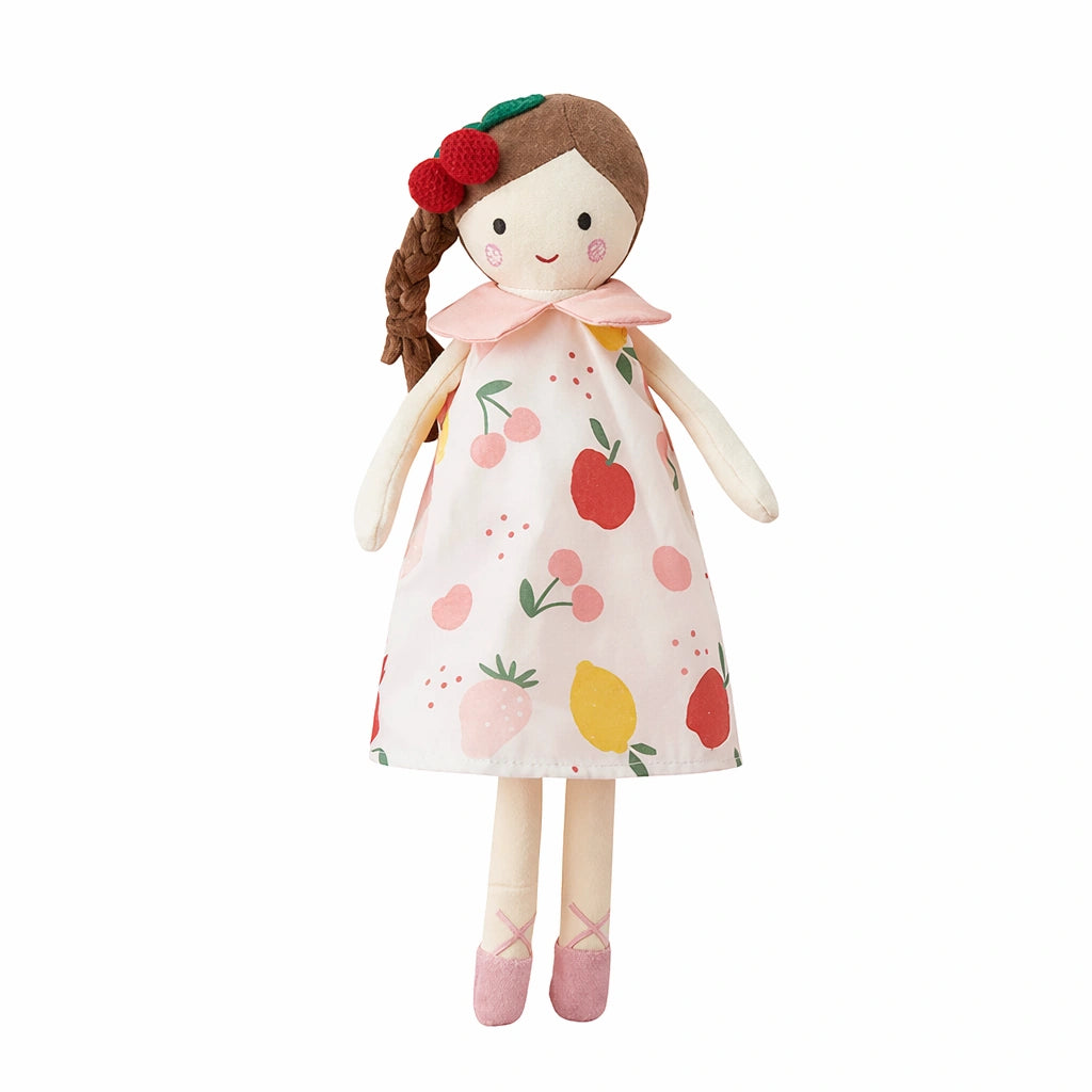 poupée tissu bébé robe imprimé fruits jouet montessori poupée chiffon éducative