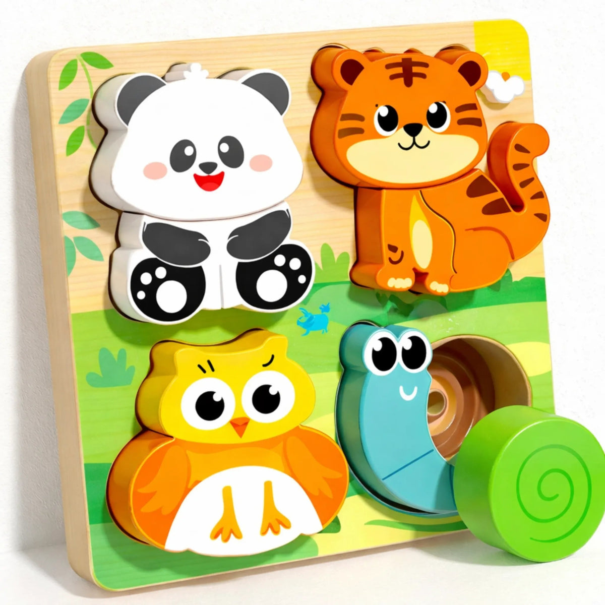 puzzle en bois bébé animaux panda tigre hibou escargot jeu encastrement éducatif motricité fine