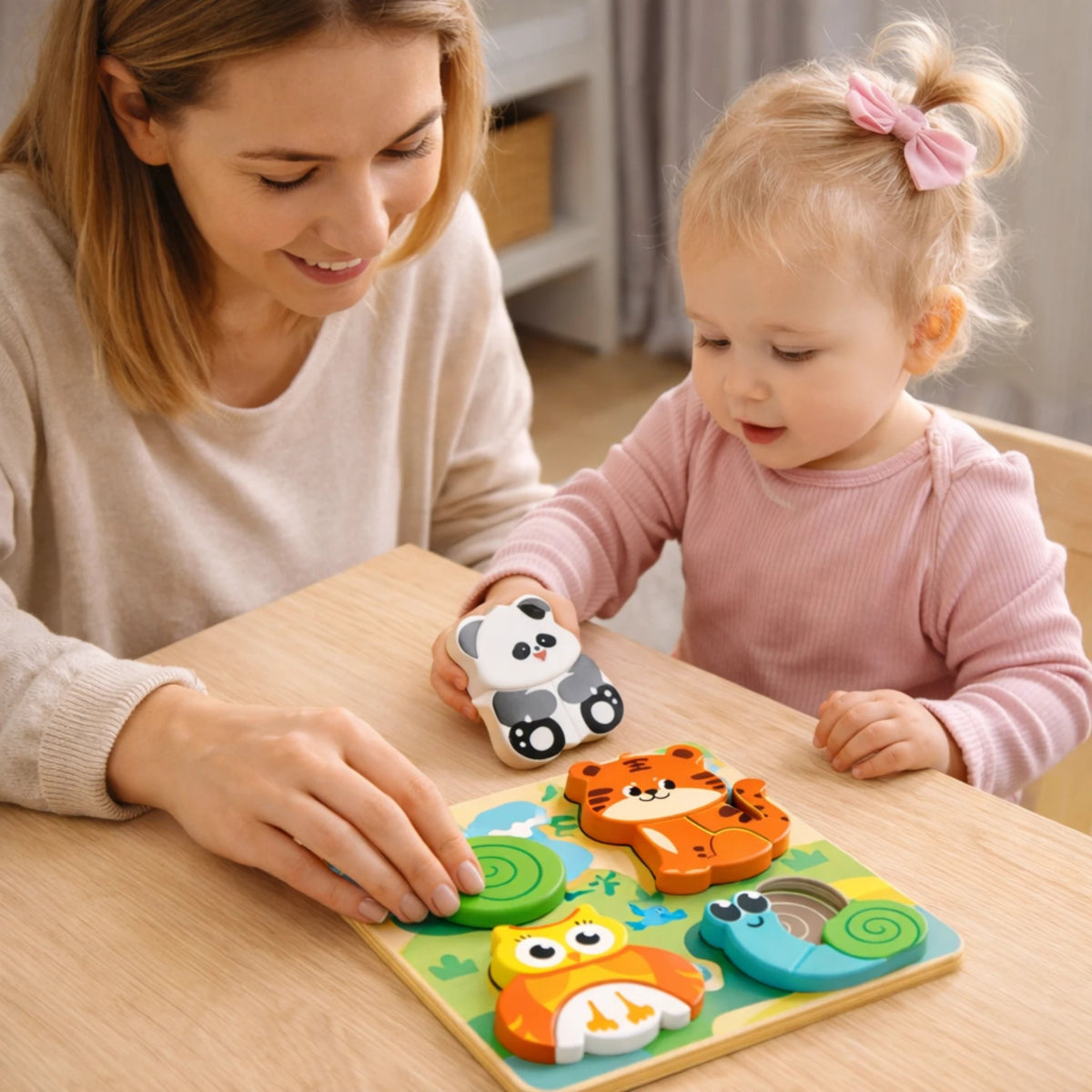 puzzle bois bébé jeu éducatif encastrement animaux développement motricité fine enfant