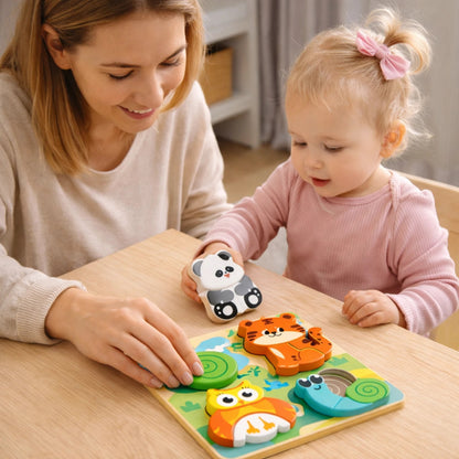 puzzle bois bébé jeu éducatif encastrement animaux développement motricité fine enfant