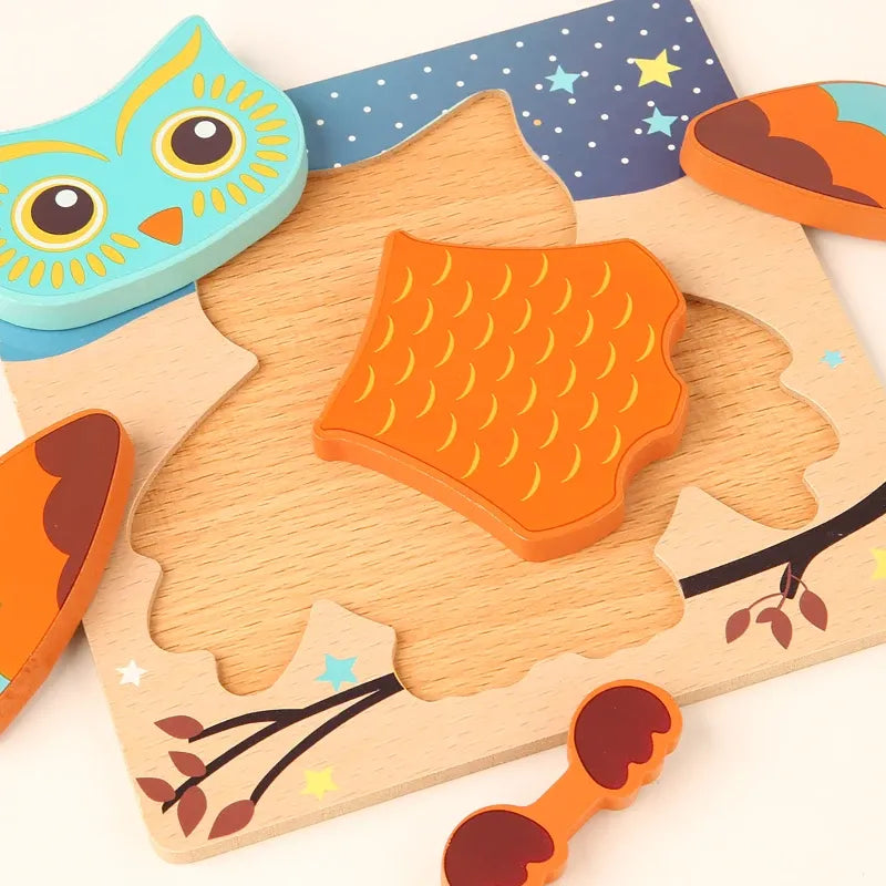 puzzle hibou bois étoiles