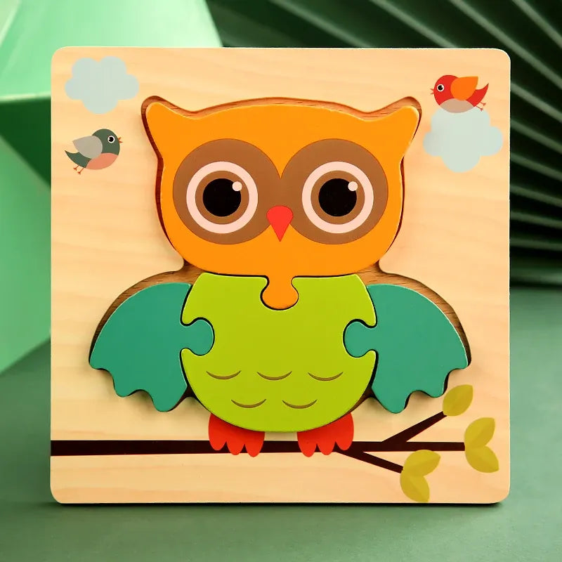 puzzle hibou en bois