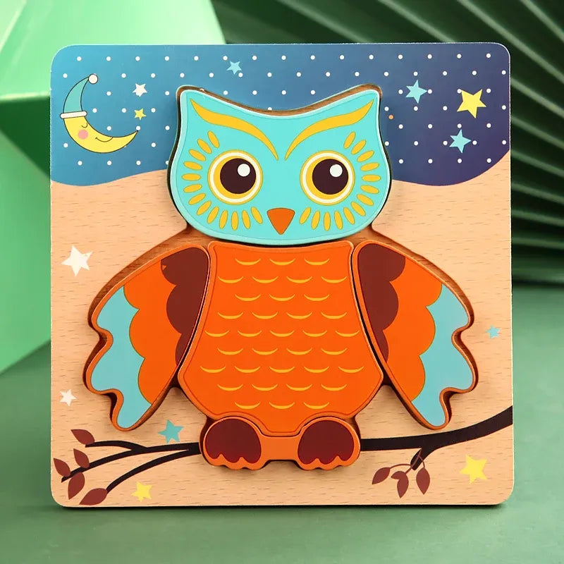 puzzle en bois hibou dans la nuit