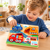 Puzzle en bois à encastrer – Animaux et véhicules