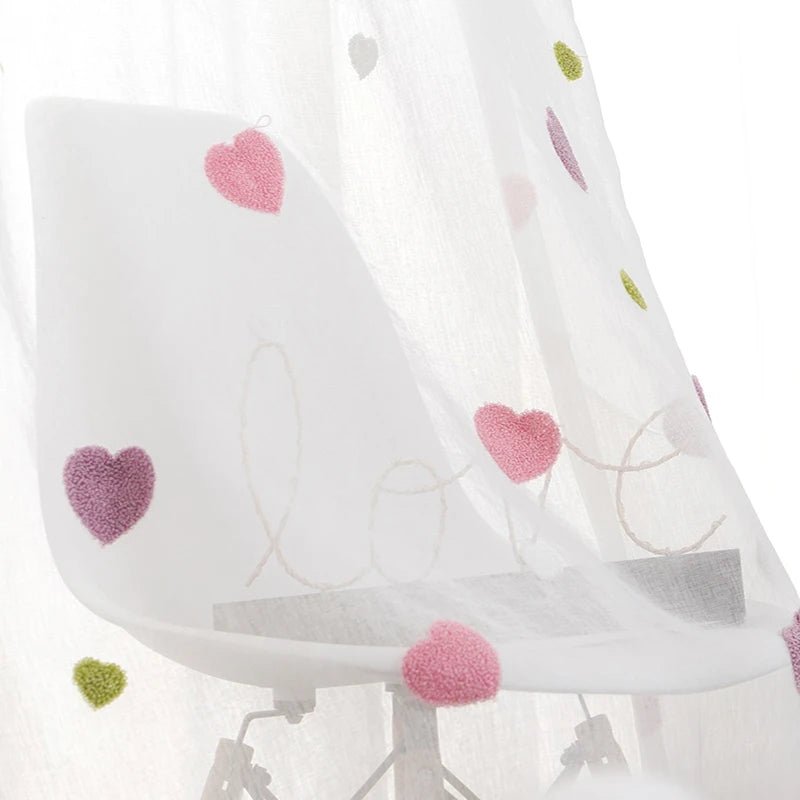 Rideau rose bébé - Cigogne et bébé