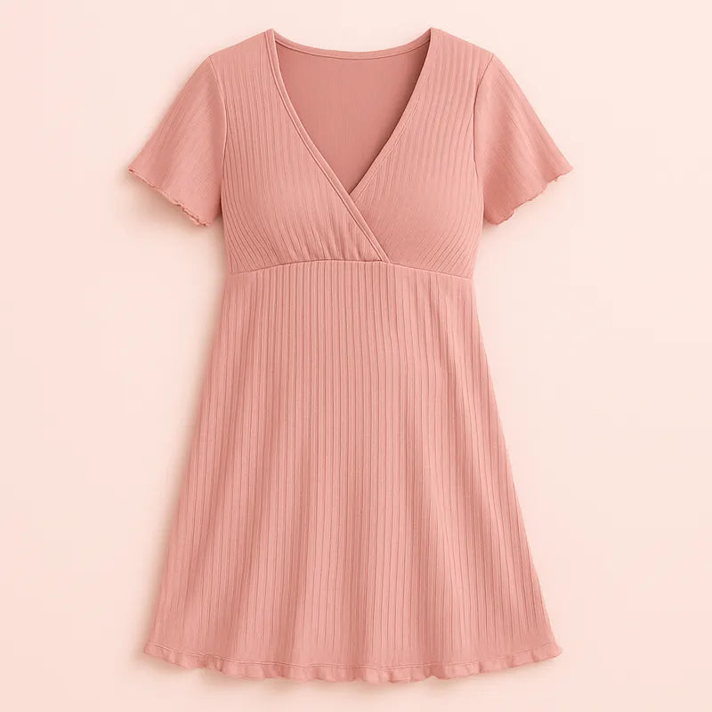 Robe maternité rose confortable et tendance pour femme enceinte