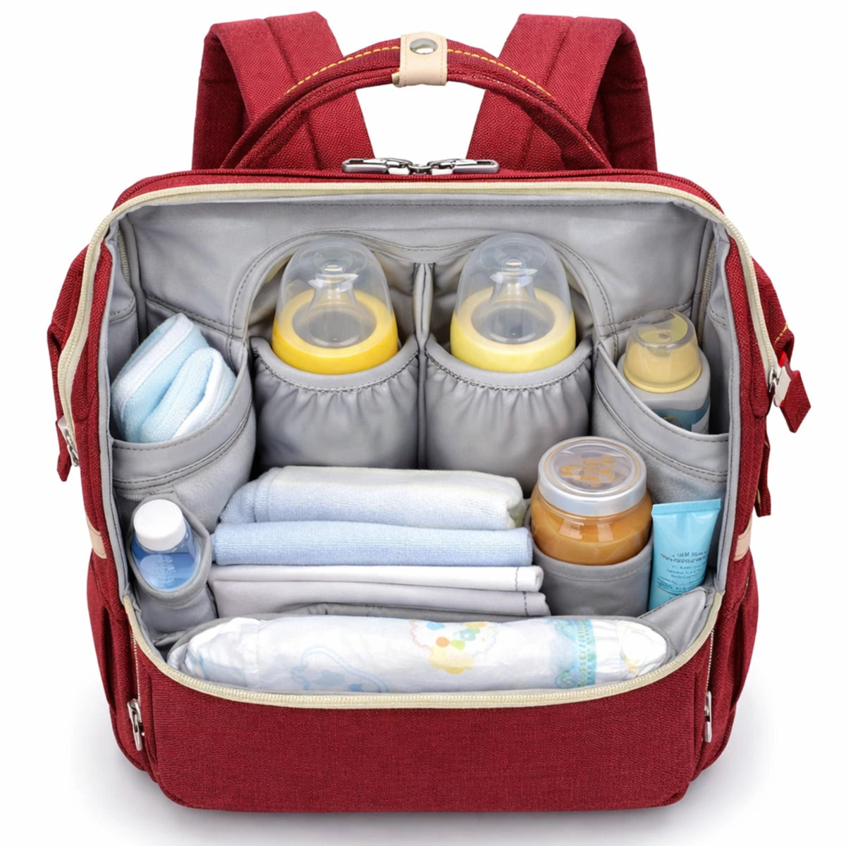 sac à dos à langer multifonction intérieur organisé compartiments biberons couches accessoires bébé