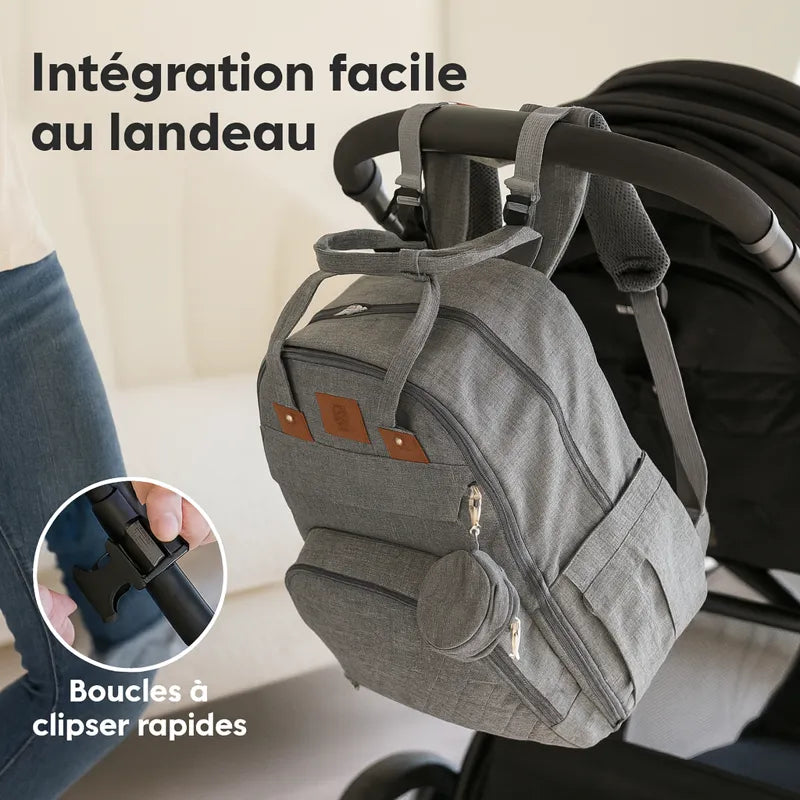 Sac à langer accroché au landau avec boucles rapides solides