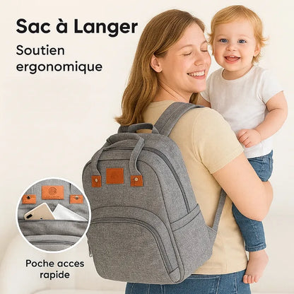 Sac à langer ergonomique avec poche accès rapide pour parents