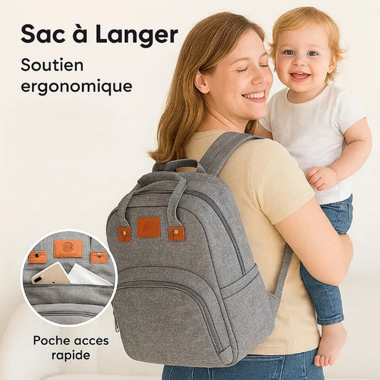 Sac à langer ergonomique avec poche accès rapide pour parents