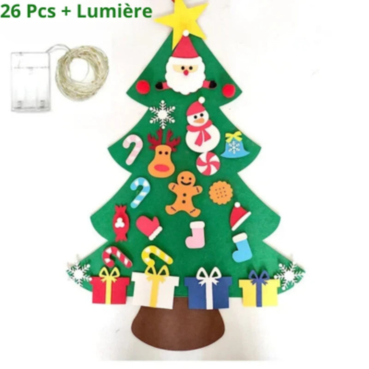Sapin de Noël enfant avec 26 décorations à accrocher et lumière