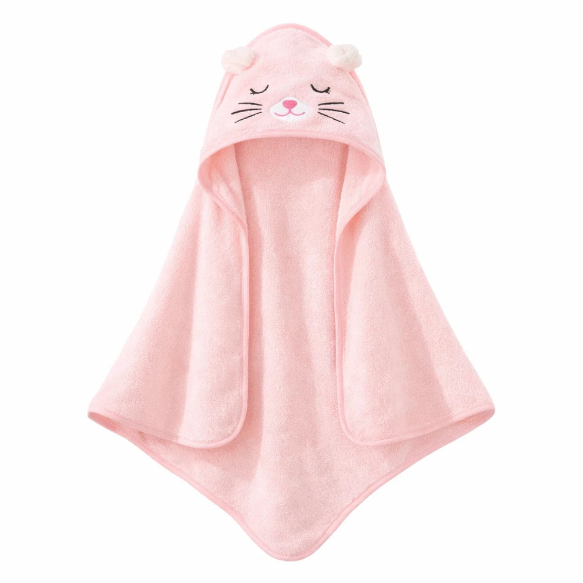 serviette bébé à capuche chat rose moelleuse absorbante pour bain bébé