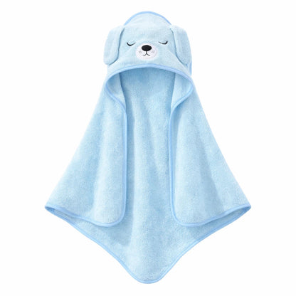 serviette bébé à capuche chien bleu ultra douce séchage rapide bain enfant