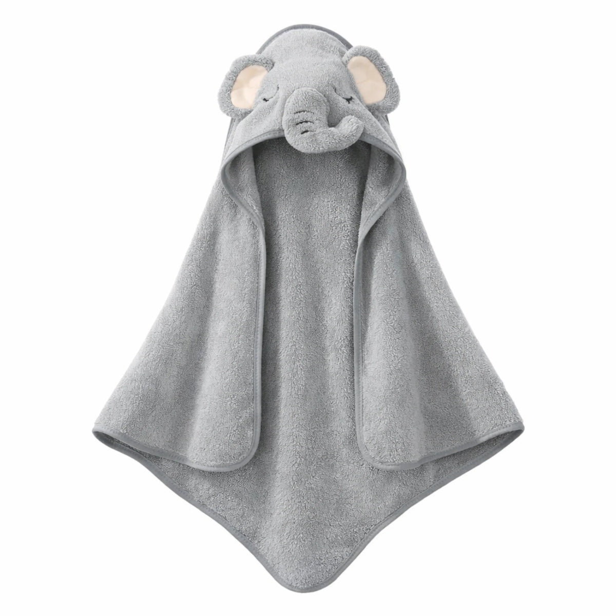 serviette bébé à capuche éléphant gris douce confortable sortie de bain bébé
