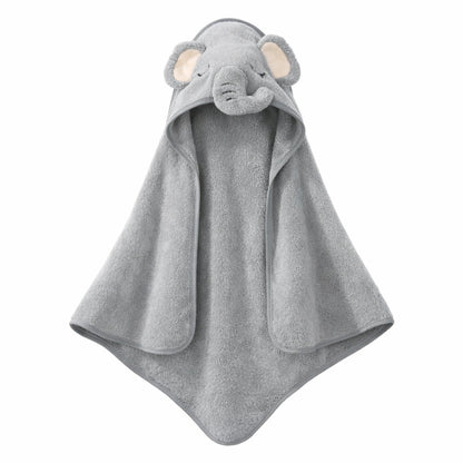 serviette bébé à capuche éléphant gris douce confortable sortie de bain bébé