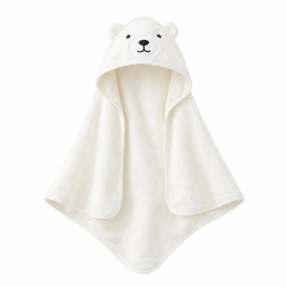 serviette bébé à capuche ours blanc douce et absorbante sortie de bain bébé