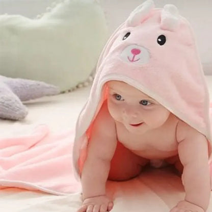 serviette bébé capuche lapin rose en polaire douce pour sortie de bain