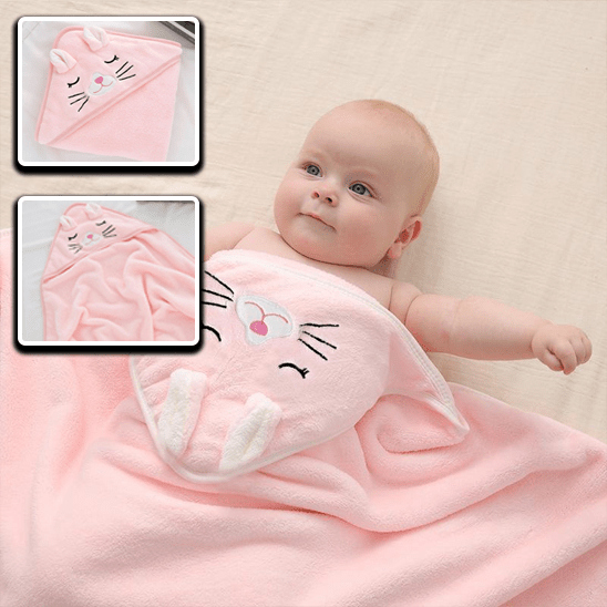 Serviette de bain pour bébé - Cigogne et bébé