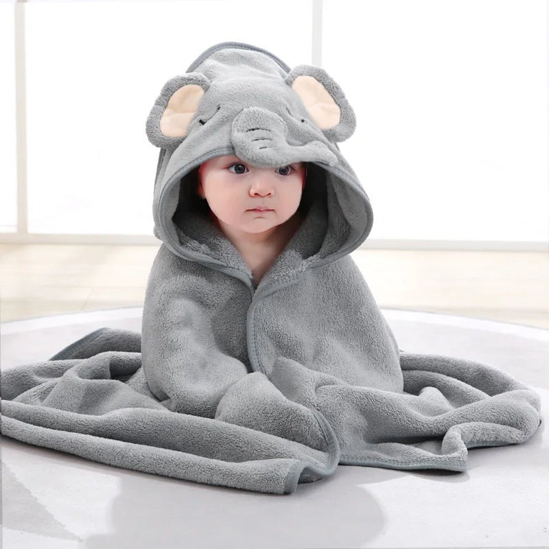 Serviette de bain pour bébé - Cigogne et bébé