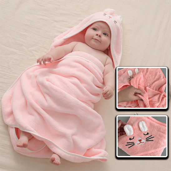 Serviette de bain pour bébé - Cigogne et bébé