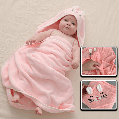 Serviette de bain pour bébé - Cigogne et bébé