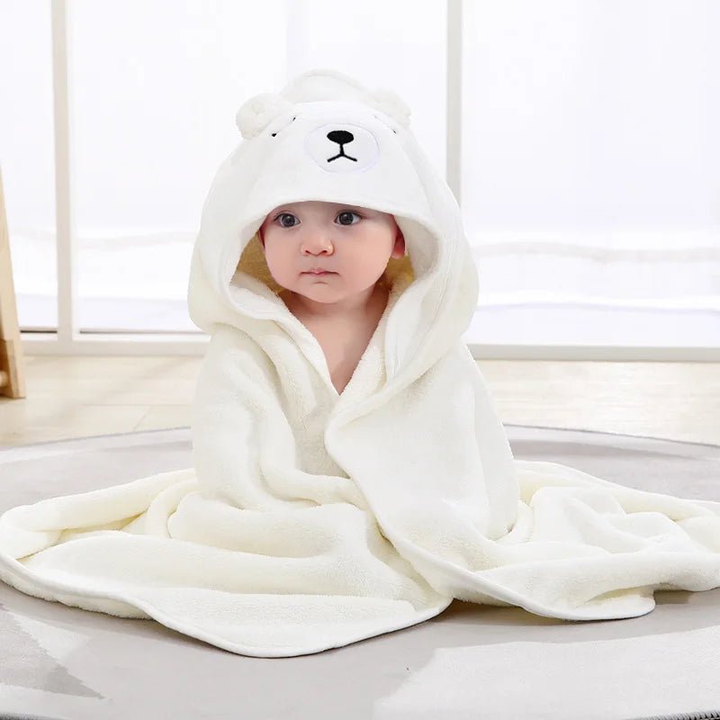 Serviette de bain pour bébé - Cigogne et bébé