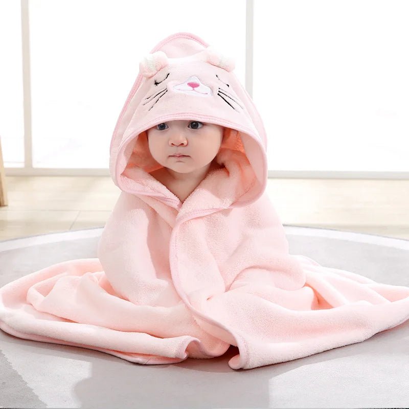 Serviette de bain pour bébé - Cigogne et bébé