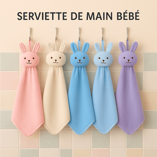 Serviette de main bébé - Cigogne et bébé